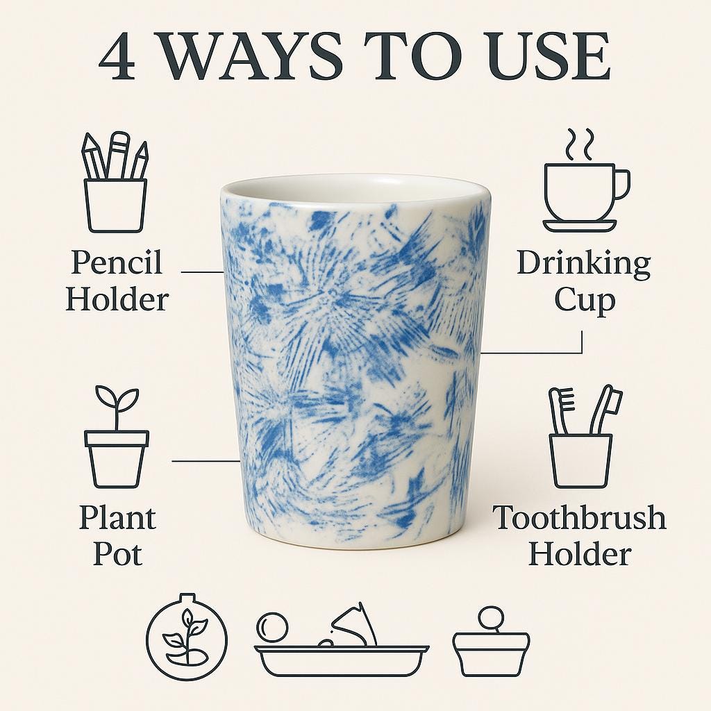 Blue Floral Ceramic Tumbler