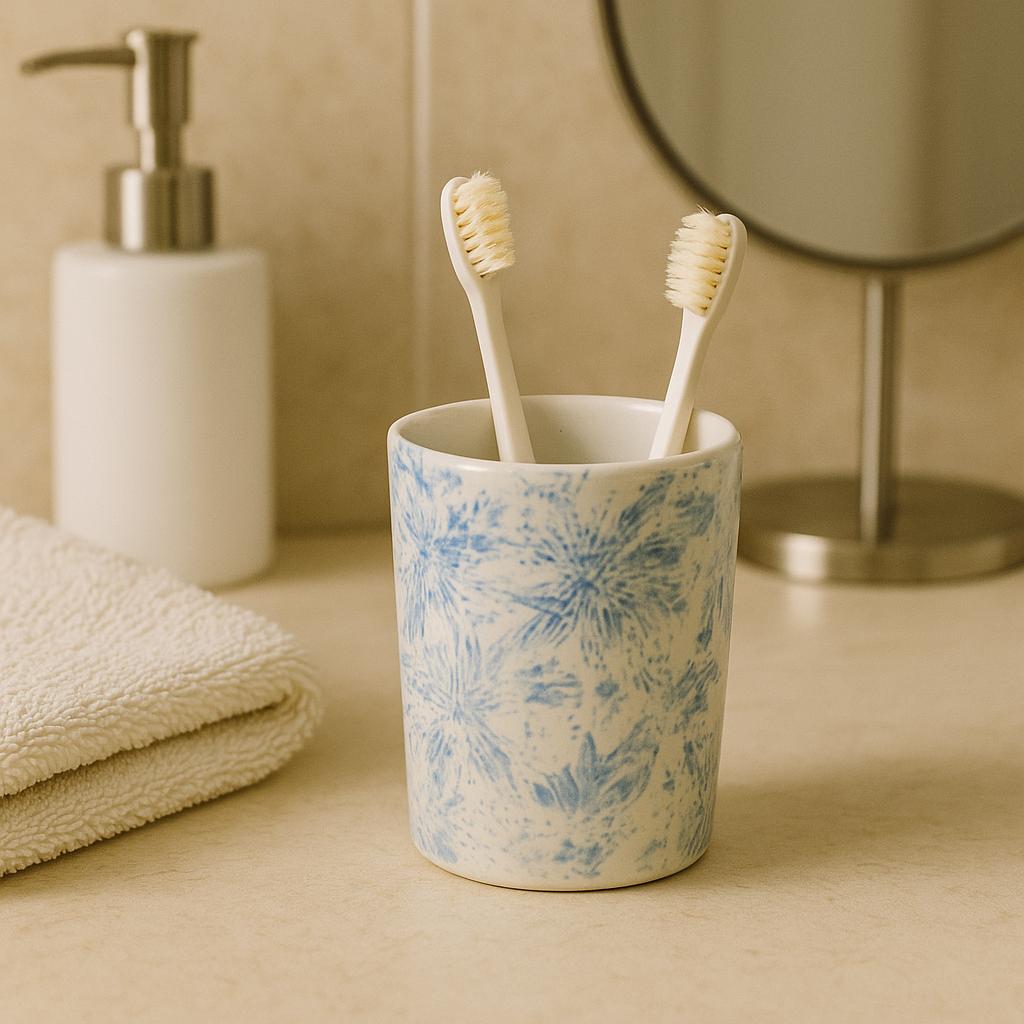 Blue Floral Ceramic Tumbler