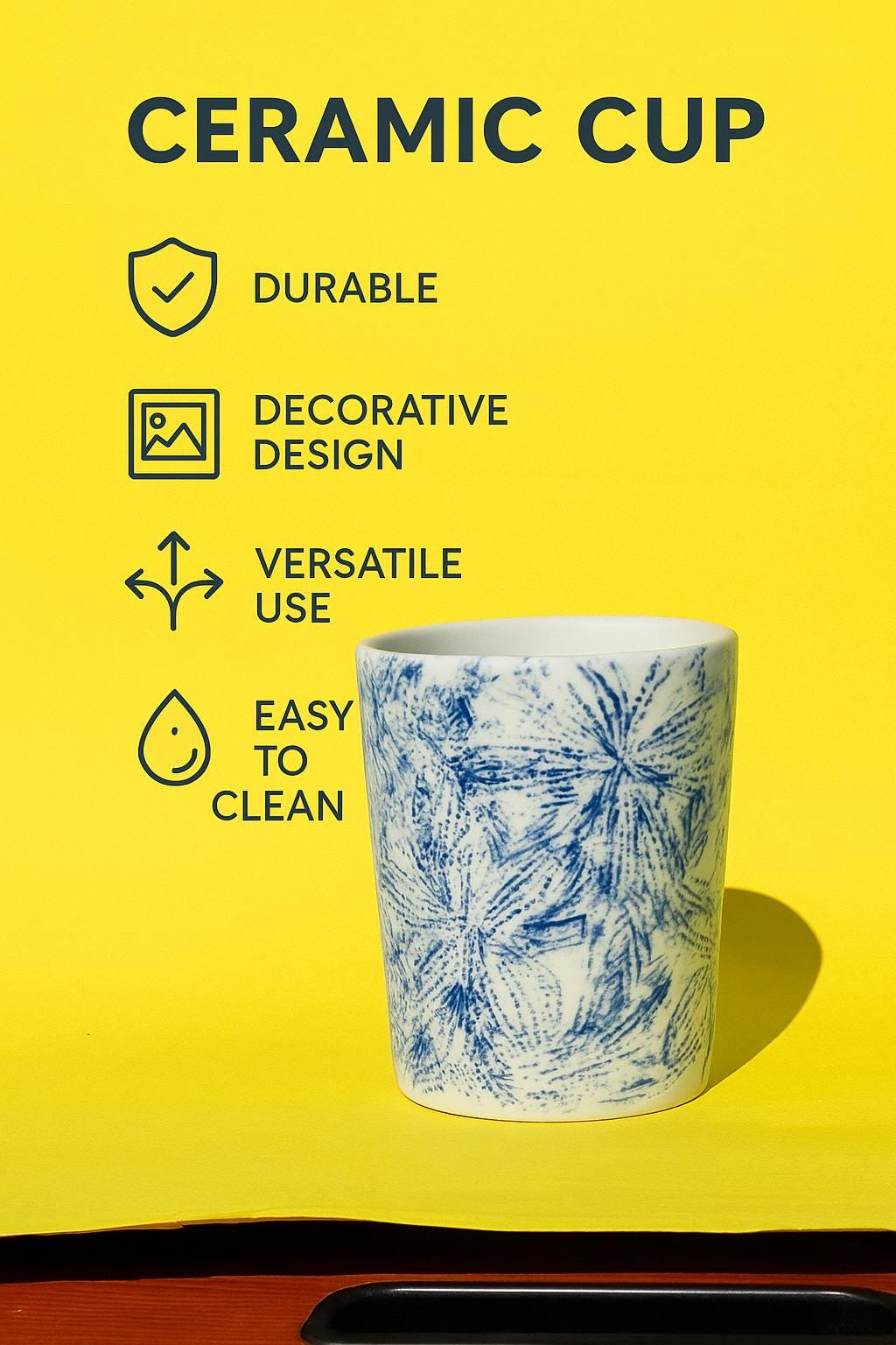 Blue Floral Ceramic Tumbler