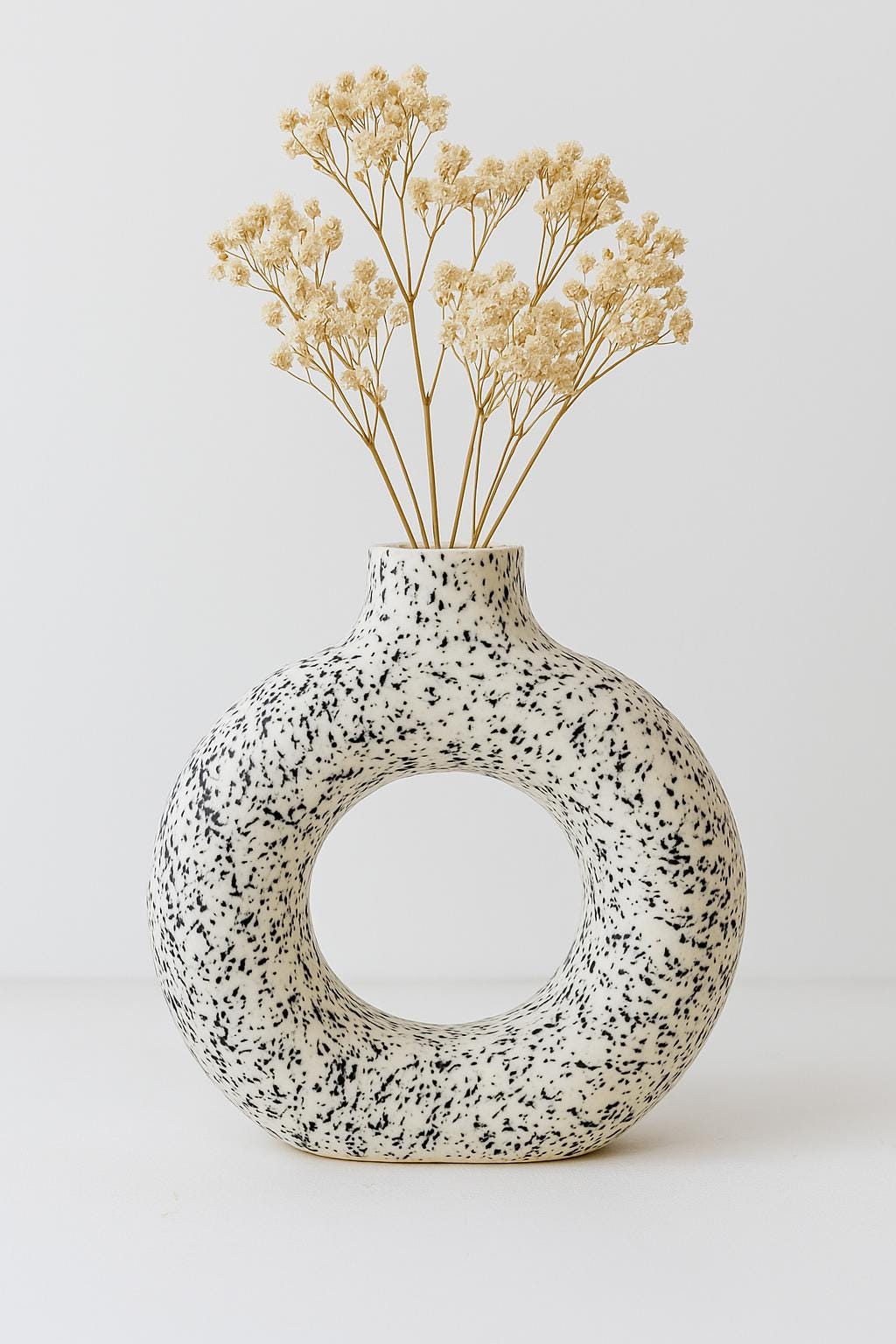 Handcrafted Ceramic Donut Vase  Boho Home Decor, 9 Inch