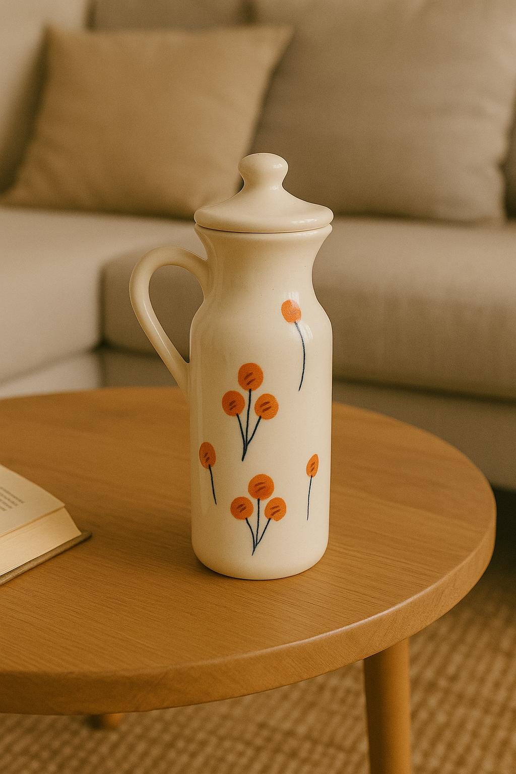 Hand-Painted Floral Pitcher