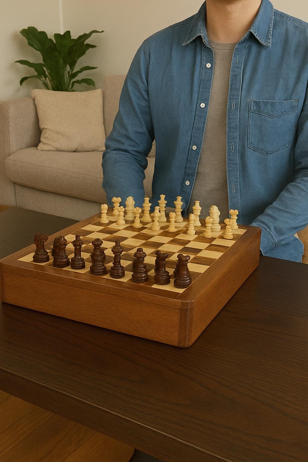 Handcrafted Mango Wood Chess Set  Staunton Pieces, Storage Drawer