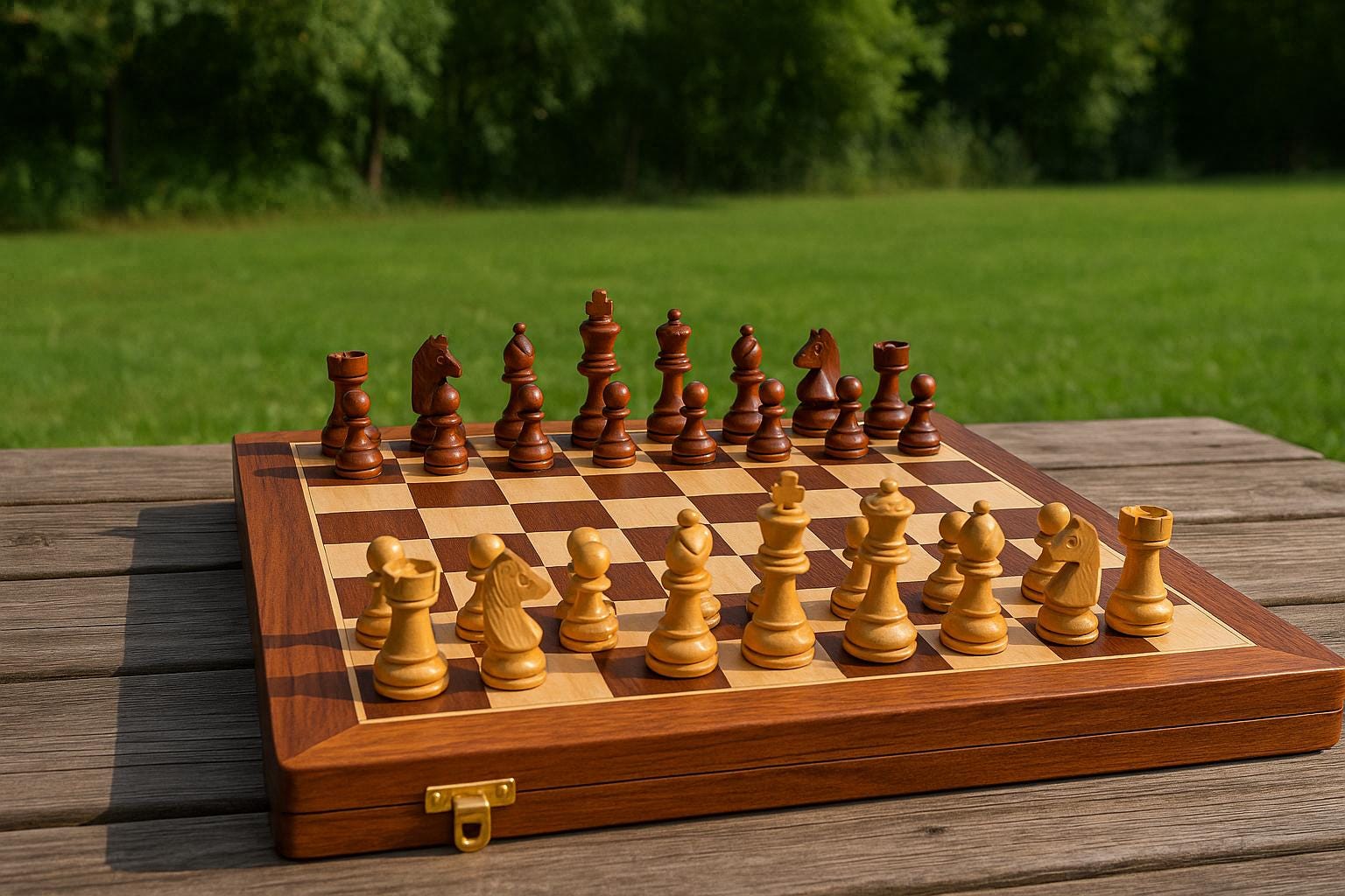 Wooden Chess Set 10x10" - Foldable Magnetic