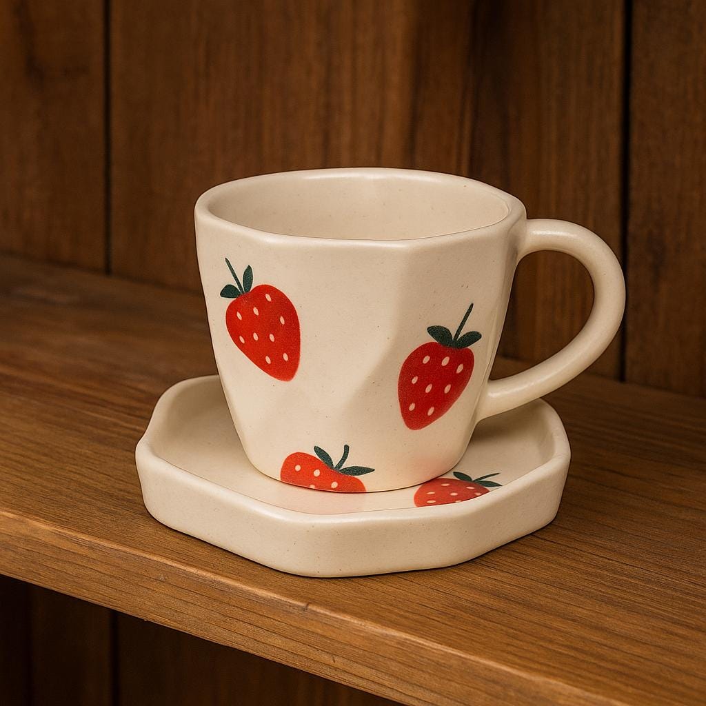Strawberry Ceramic Mug Set