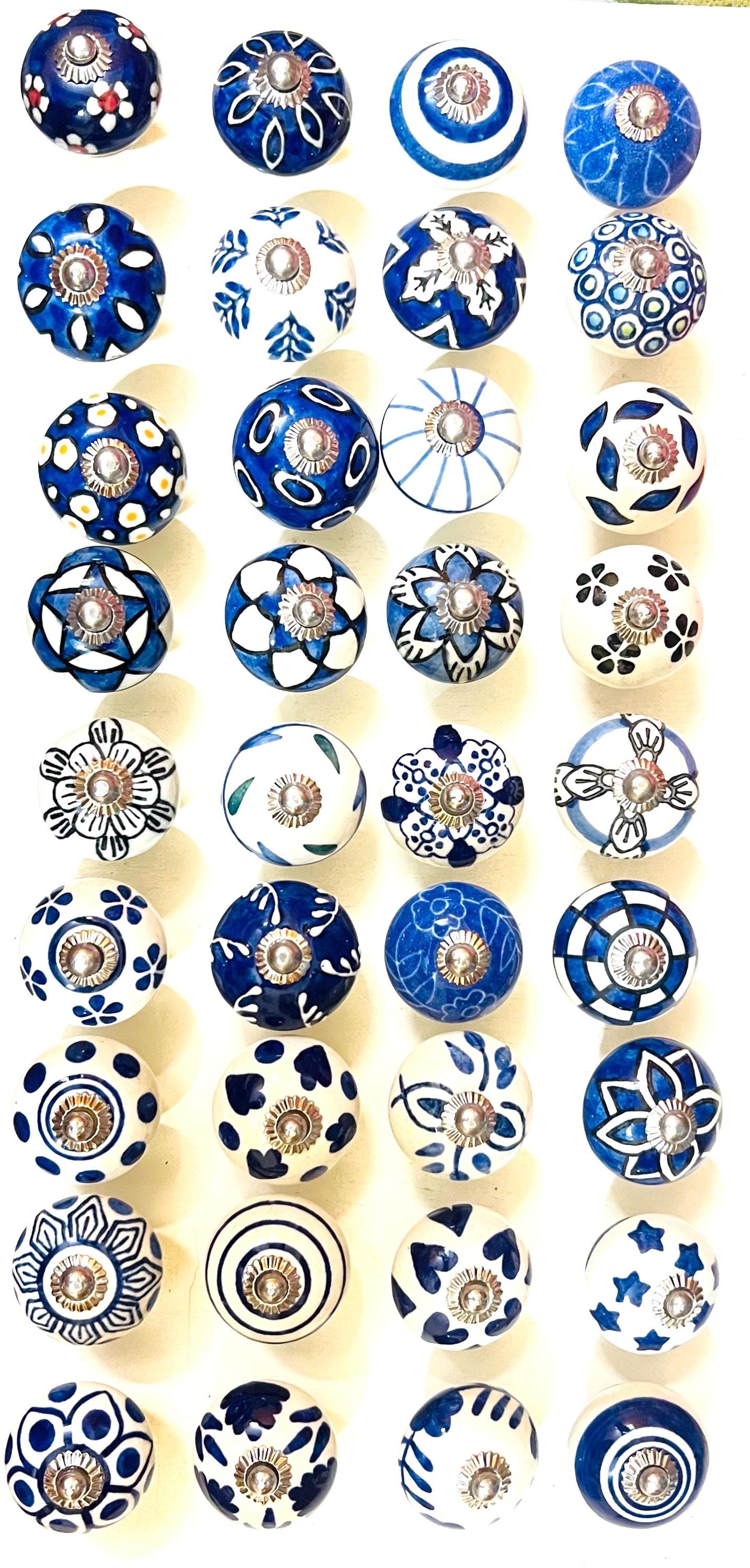 Blue Flower Knobs Set Ð 20 Pcs