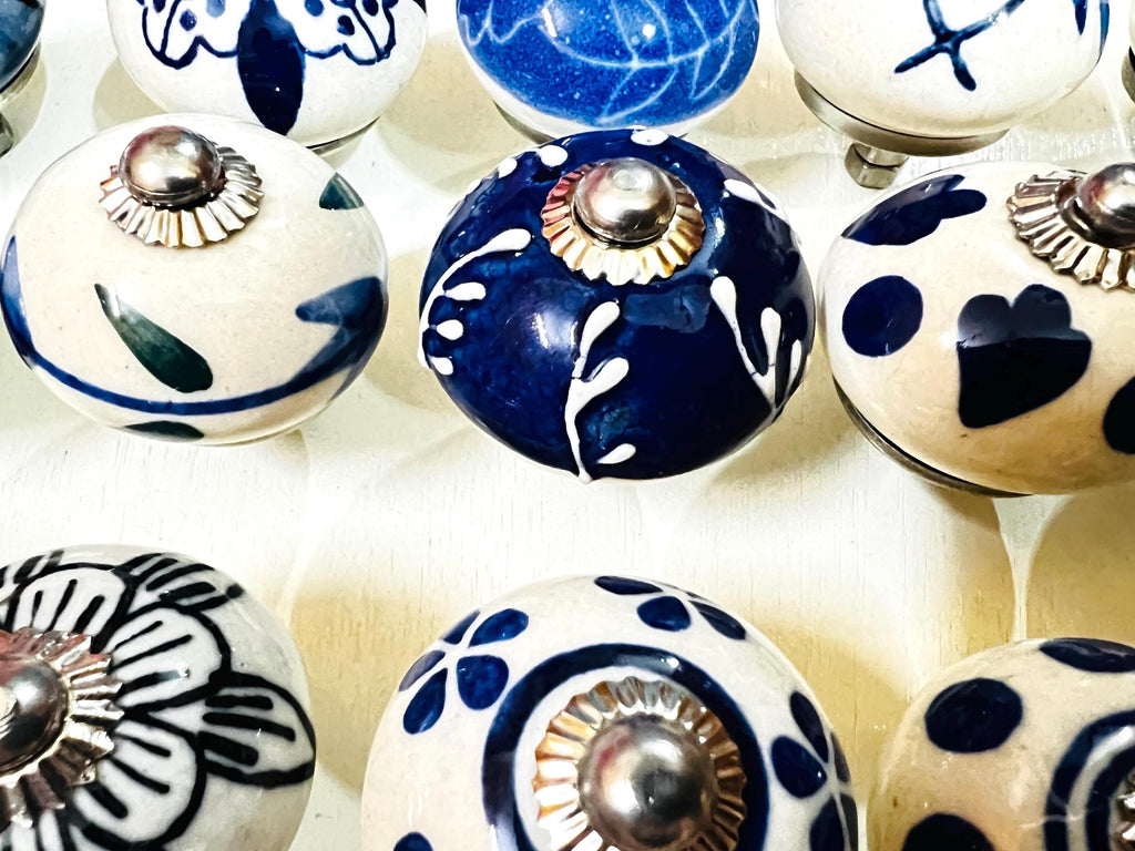 Blue & White Ceramic Knobs Set
