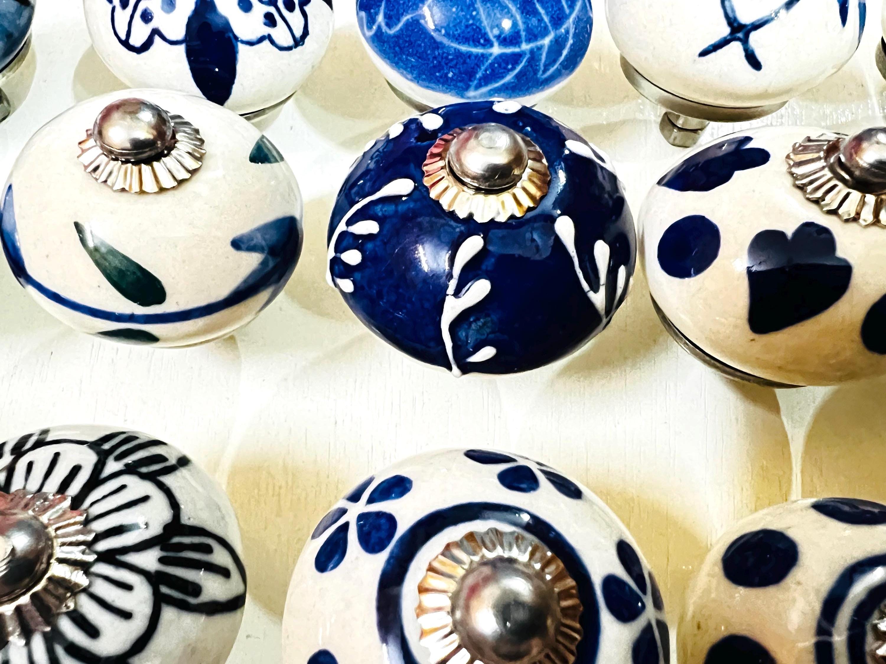 Blue & White Ceramic Knobs Set
