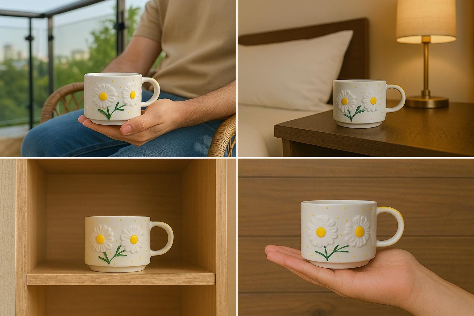 Daisy Flower Mug & Saucer Set