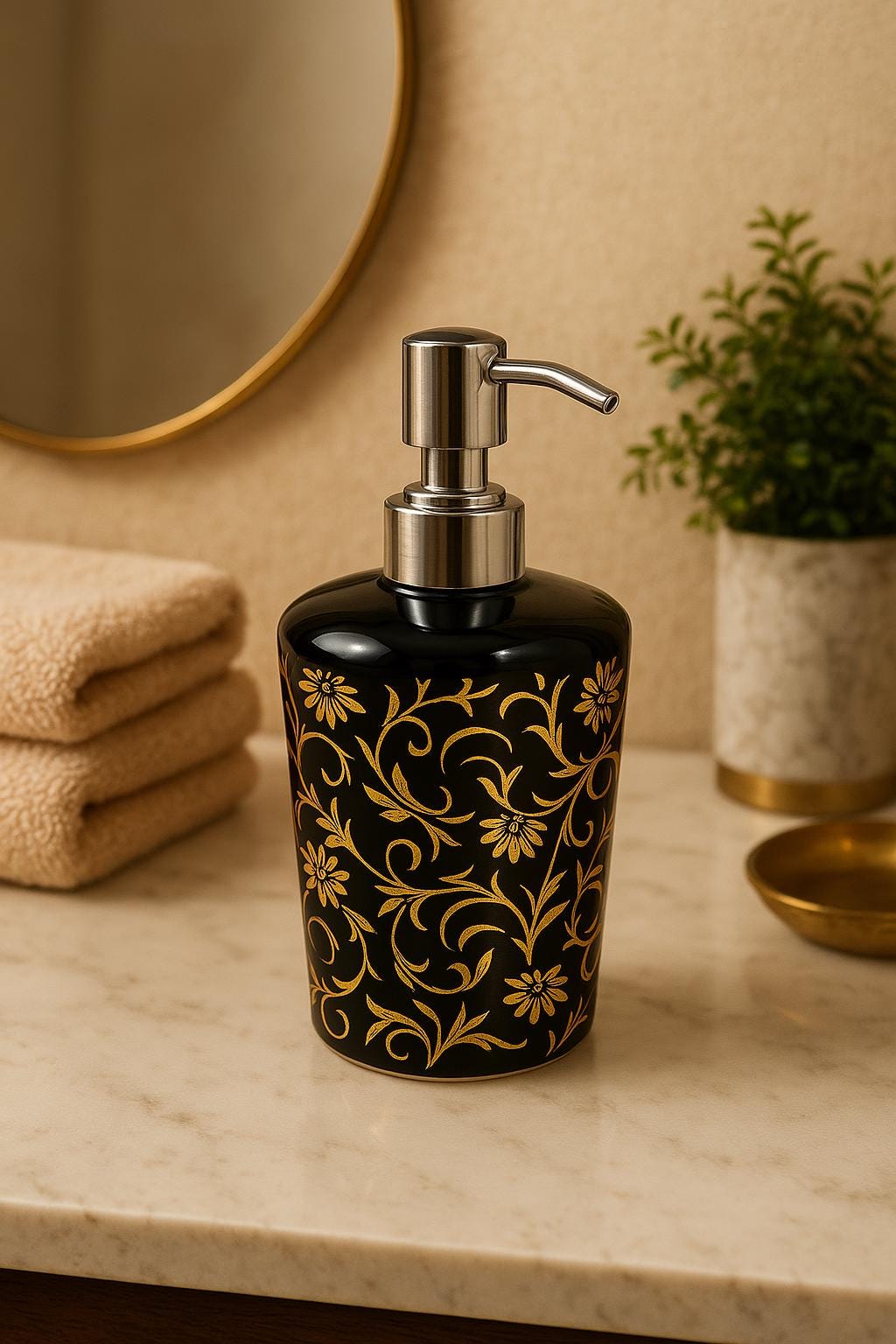Elegant Black & Gold Soap Pump