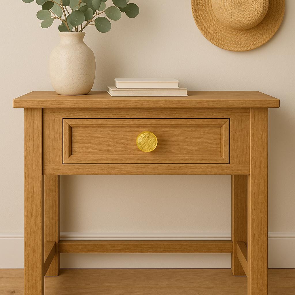 Pineapple Glass Drawer Knob | Light Yellow with Golden Fittings