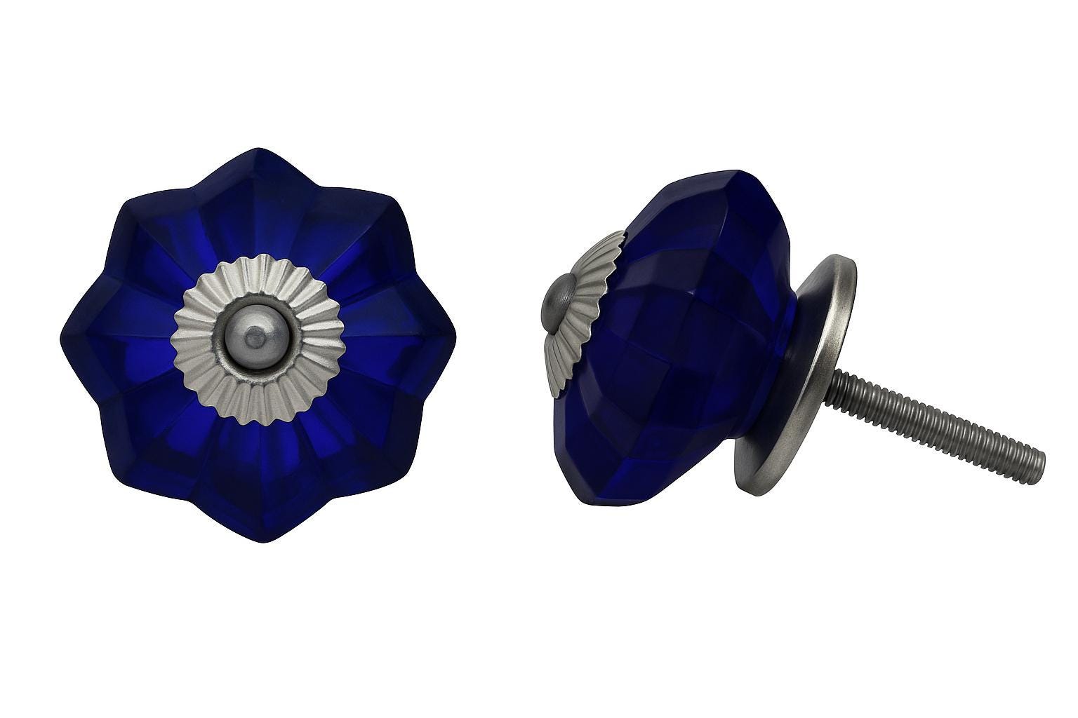 Navy Blue Glass Drawer Knobs