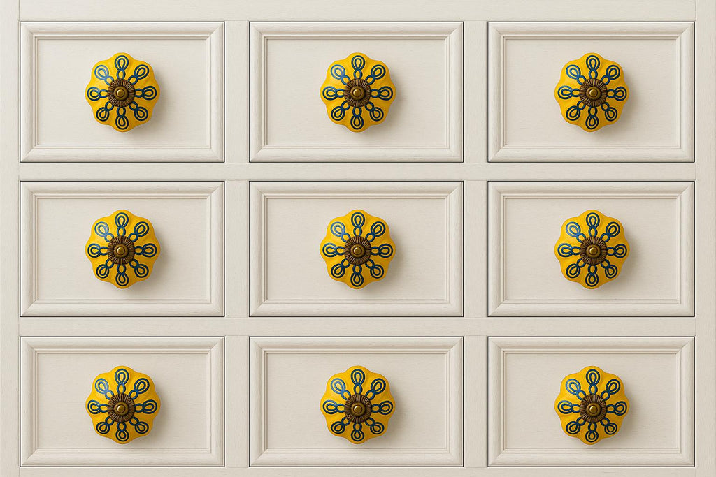 Boho Yellow Ceramic Knobs