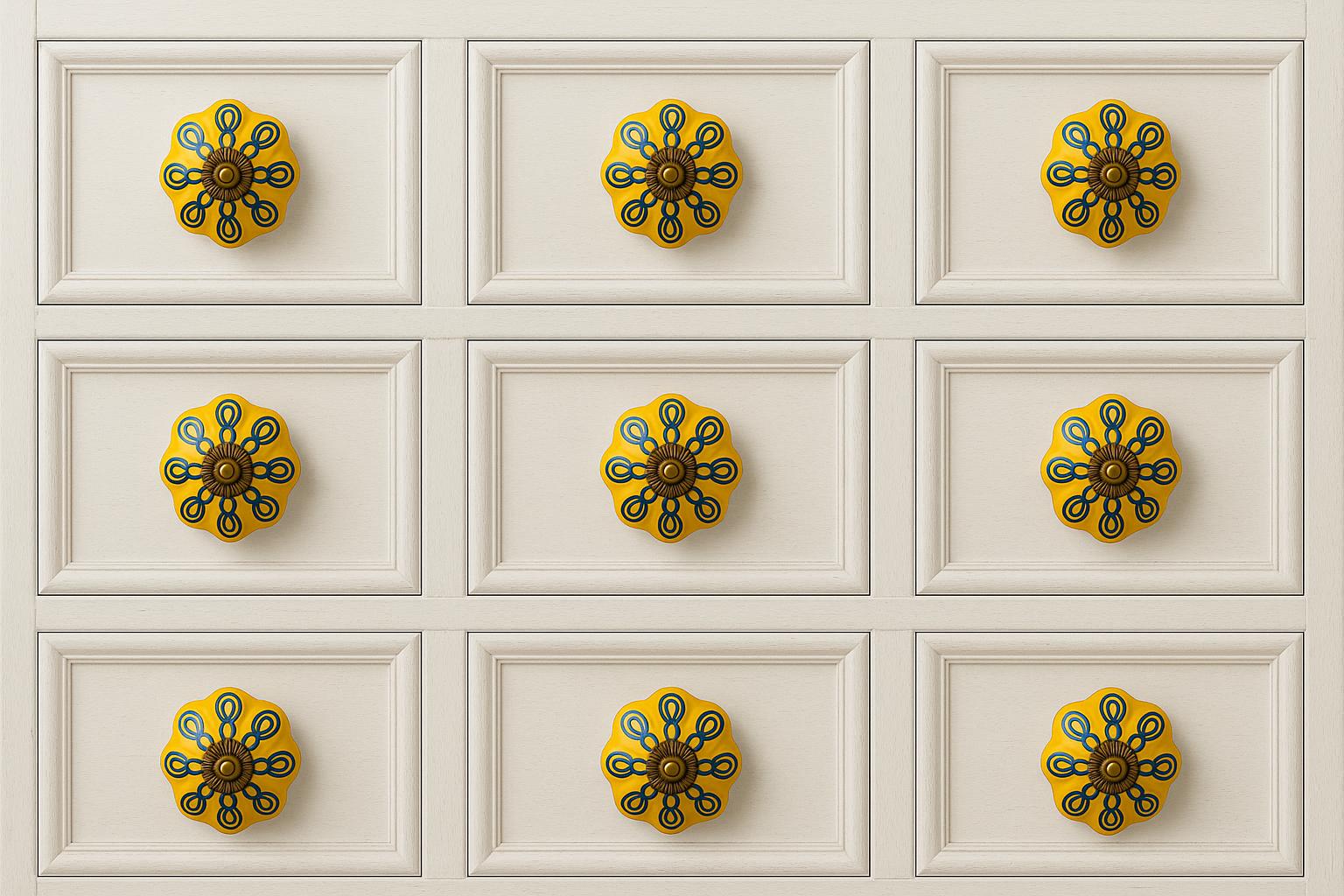 Boho Yellow Ceramic Knobs