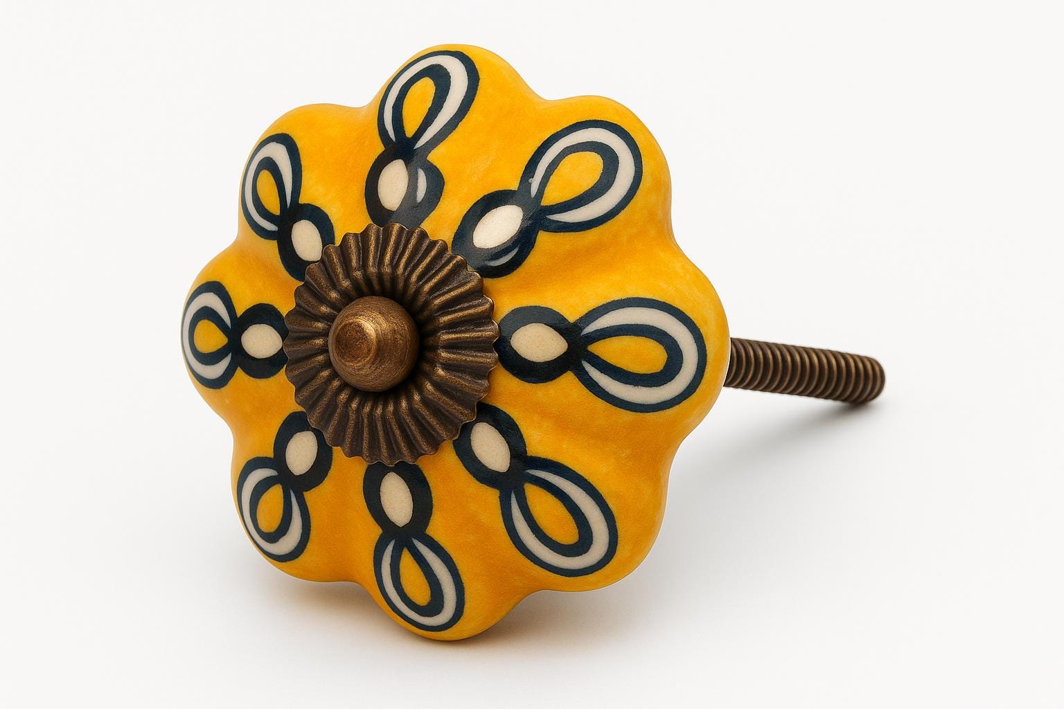 Boho Yellow Ceramic Knobs