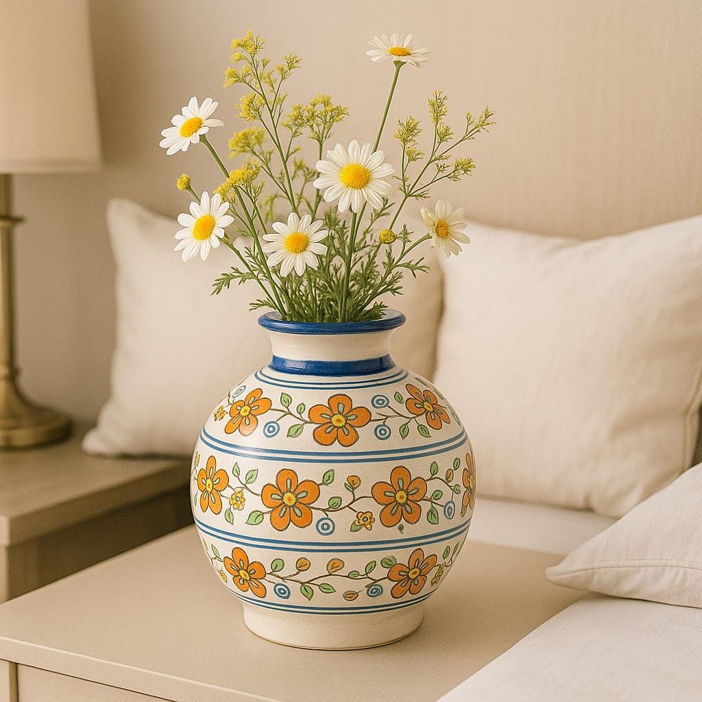 Handcrafted Orange Floral Vase