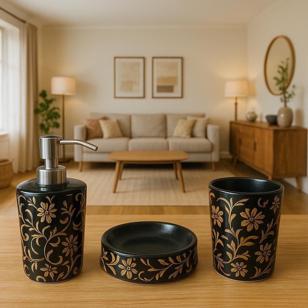 Luxury Black Gold Bath Set