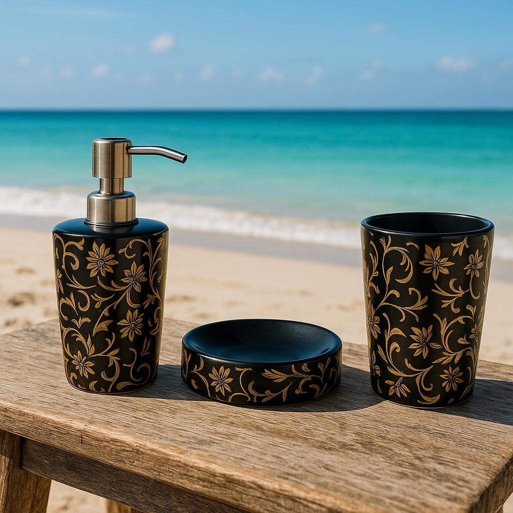 Luxury Black Gold Bath Set