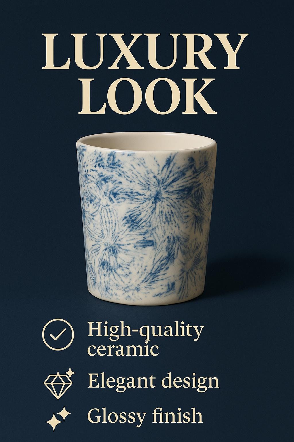 Blue Floral Ceramic Tumbler
