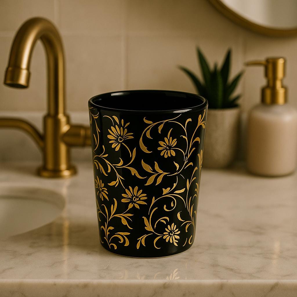 Golden Ceramic Tumbler Art