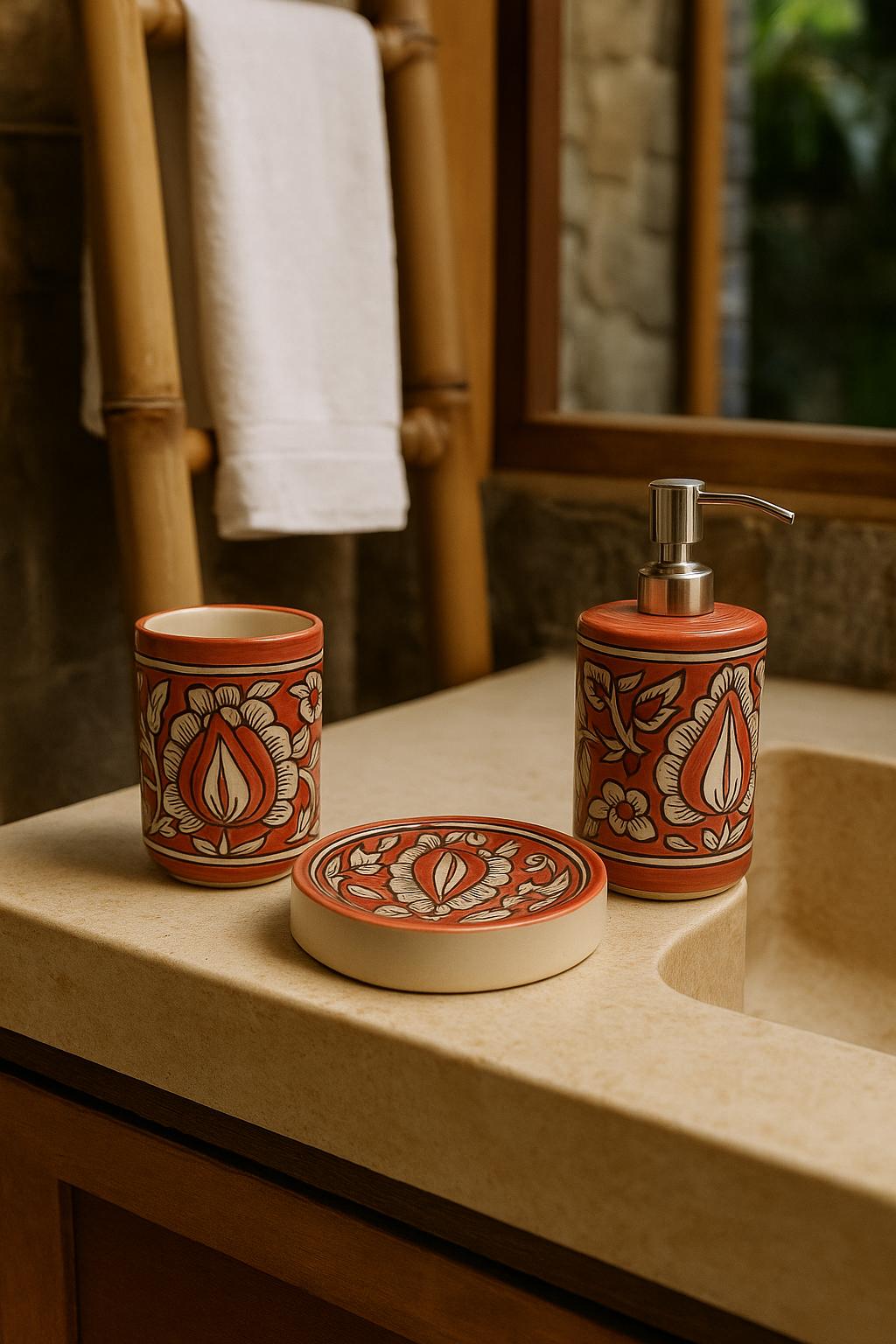 Boho Floral Bathroom Set