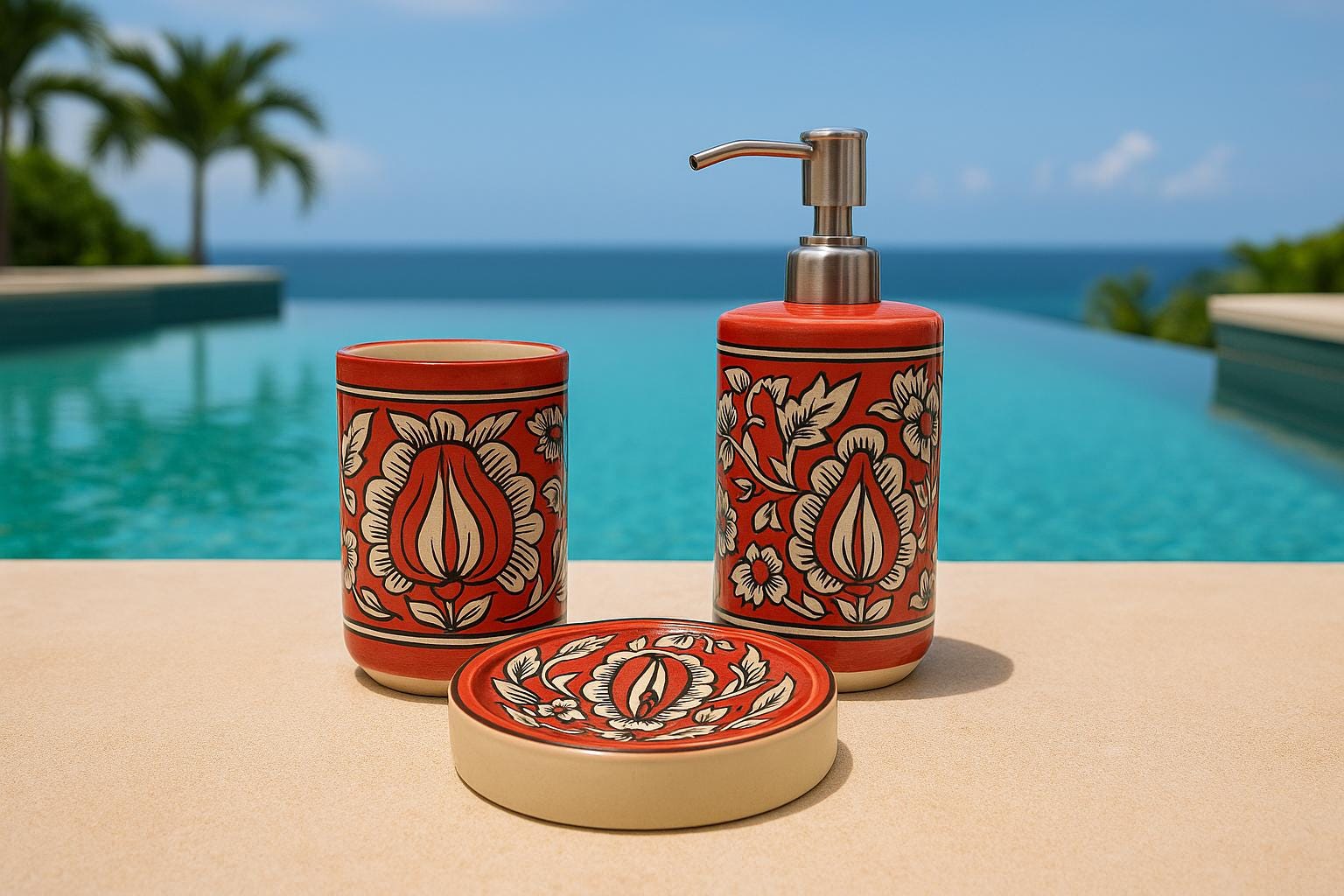 Boho Floral Bathroom Set