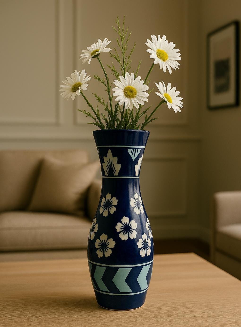 Elegant Navy Blue Ceramic Vase