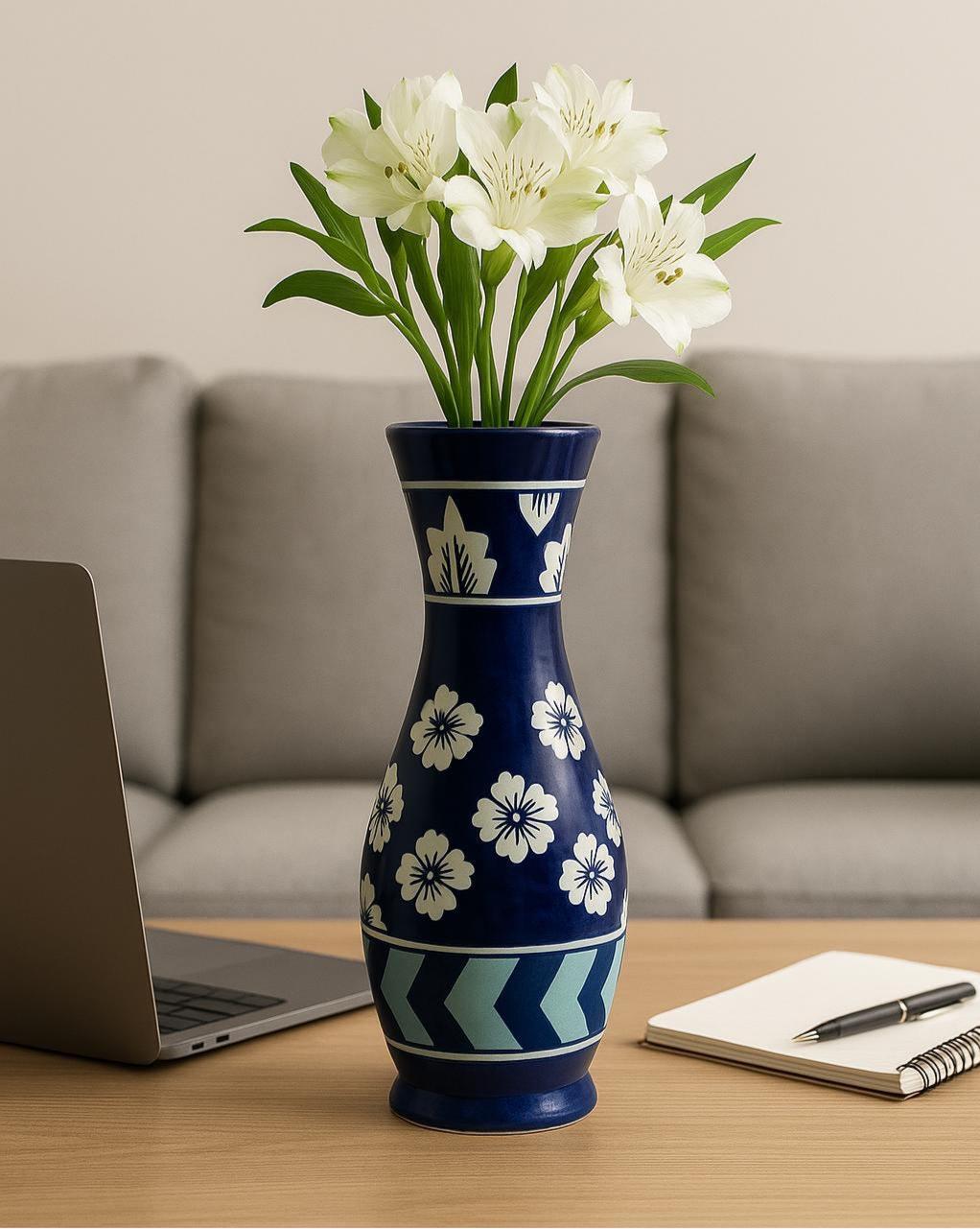 Elegant Navy Blue Ceramic Vase