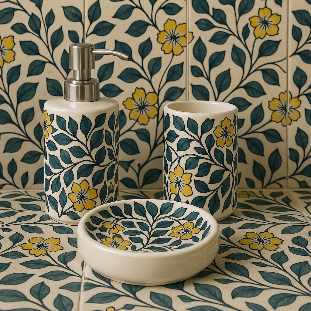 Boho Luxe Floral Bath Set