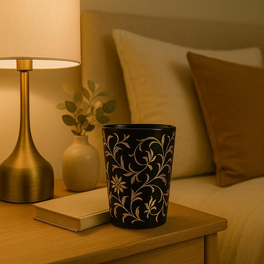 Golden Ceramic Tumbler Art
