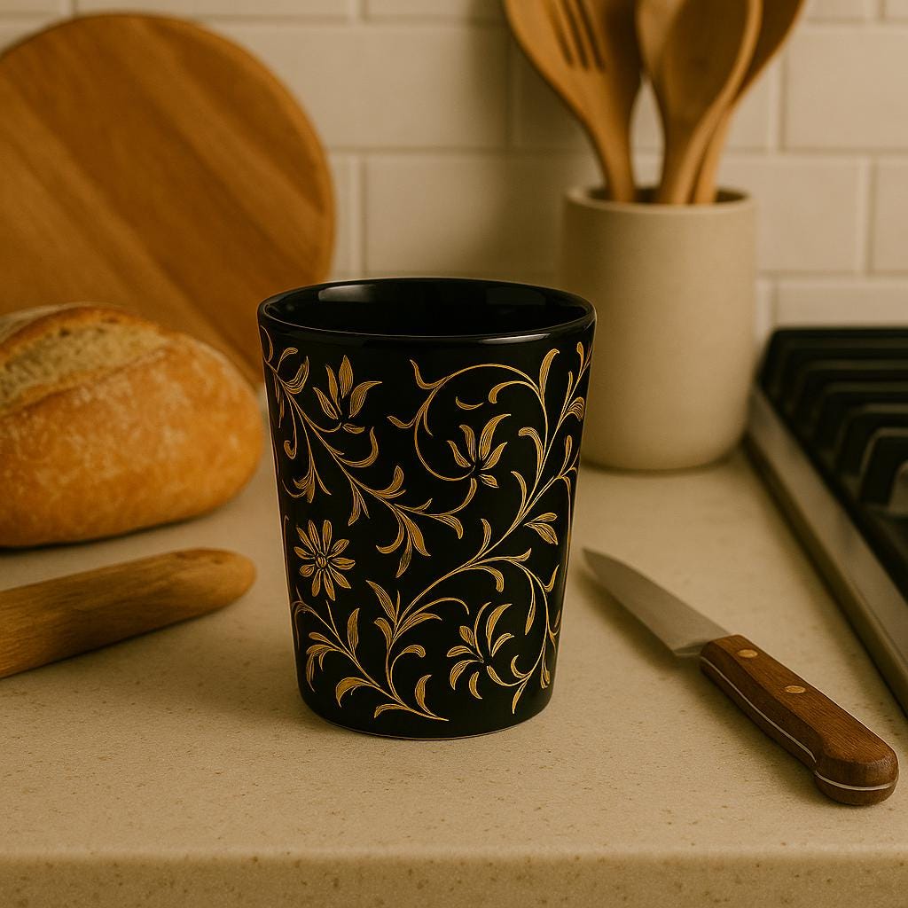 Golden Ceramic Tumbler Art
