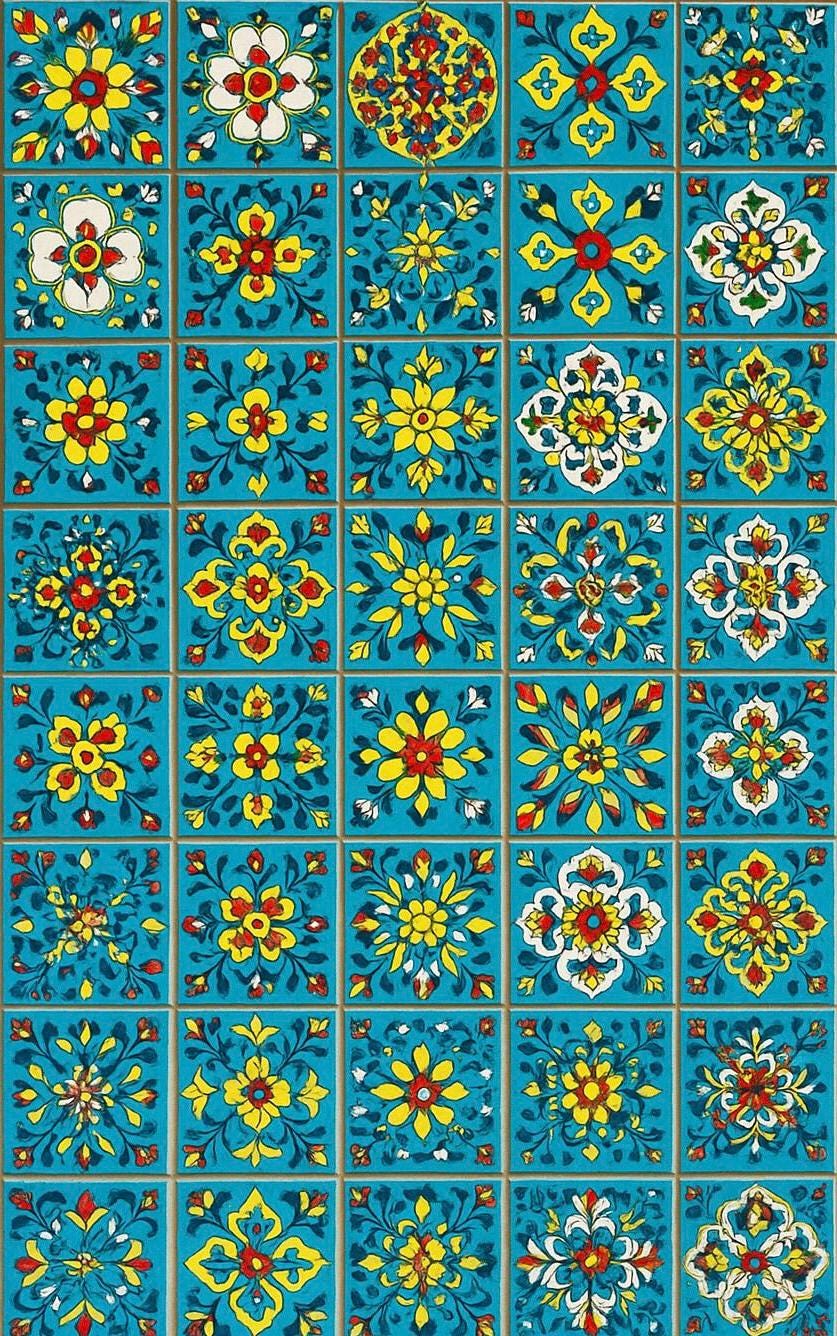 Turquoise Floral Wall Tiles