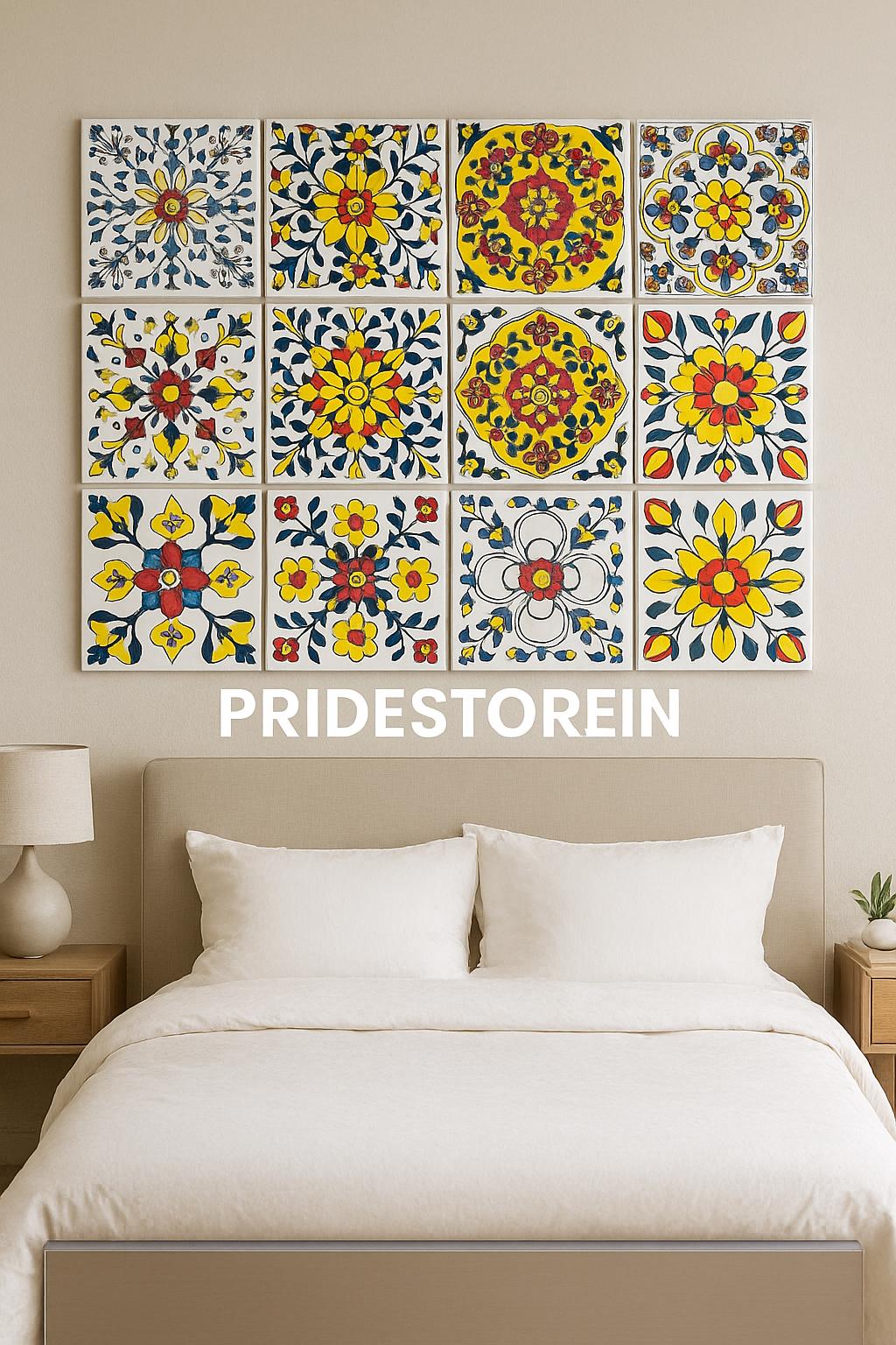 Assorted  Talavera Ceramic Tiles - 4x4 Inch Hand Painted Floral Wall Decor