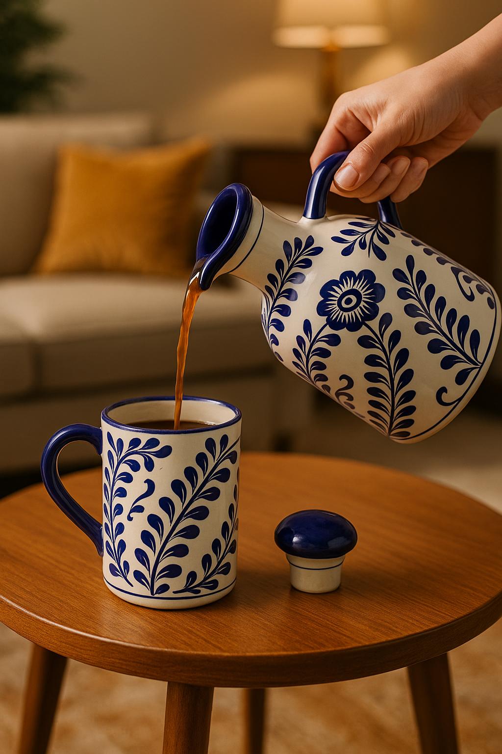 Blue Floral Ceramic Jug 1000ml