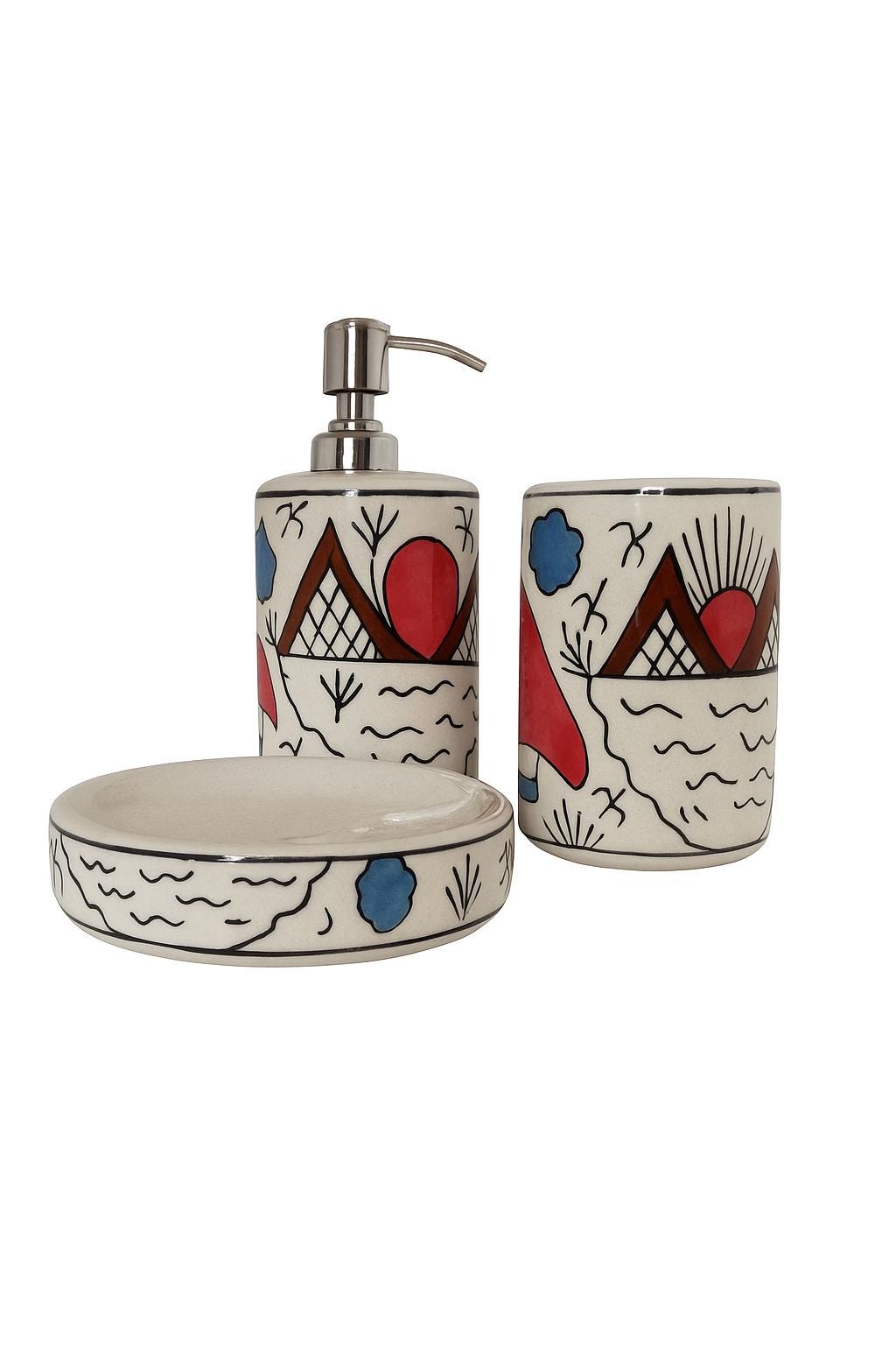 Boho Bali Ceramic Bath Set