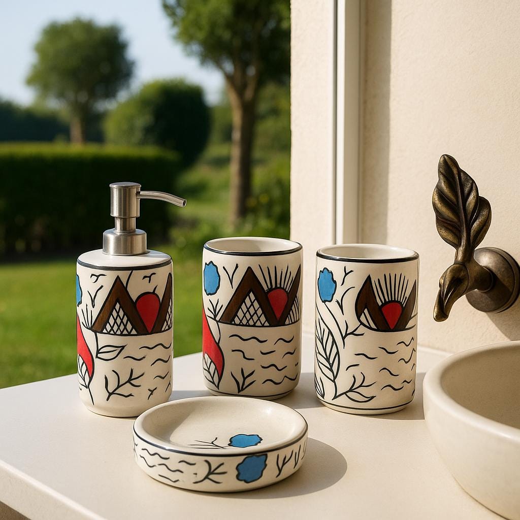 Boho Bali Ceramic Bath Set