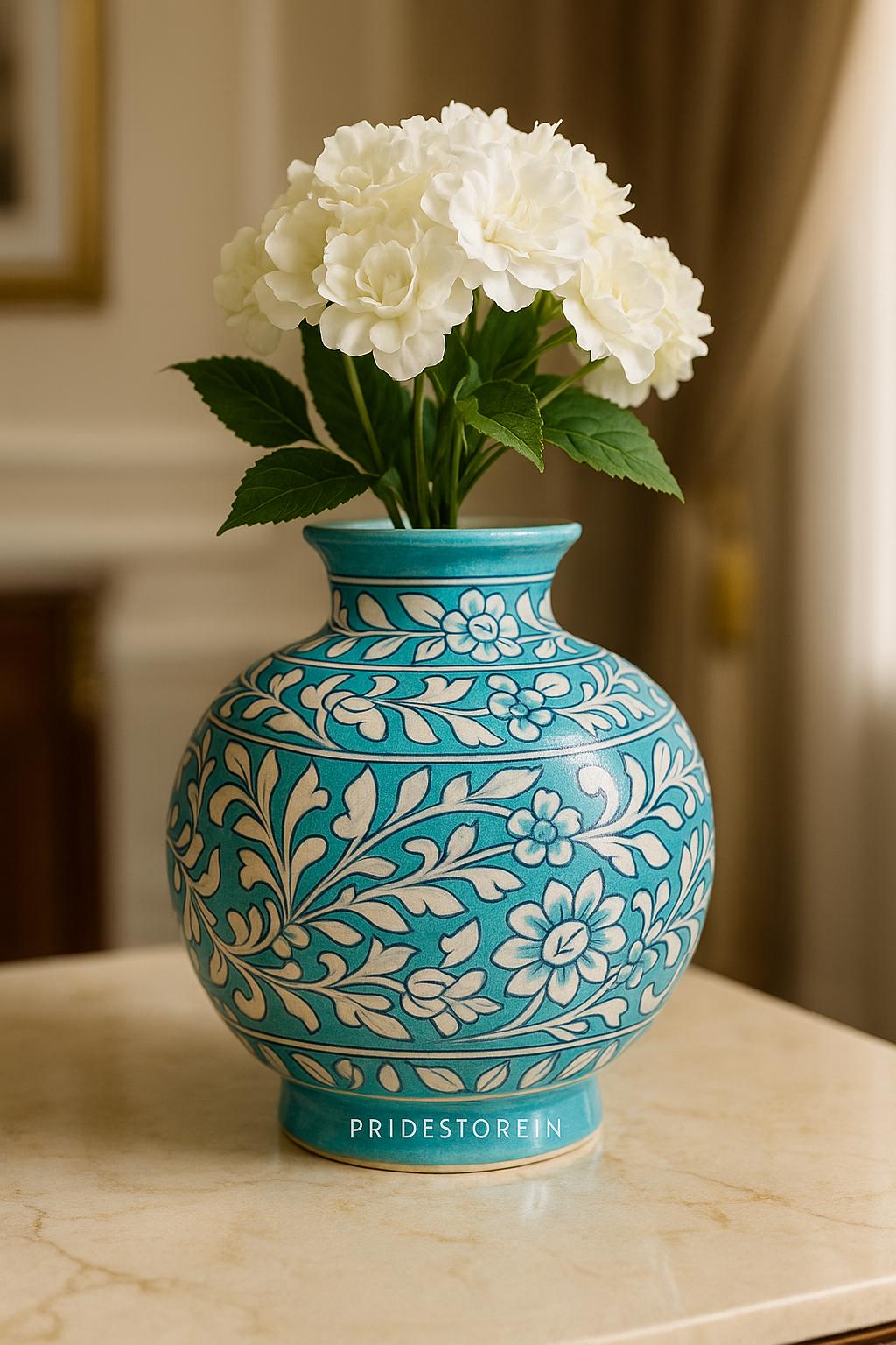 Handmade Turquoise Floral Vase