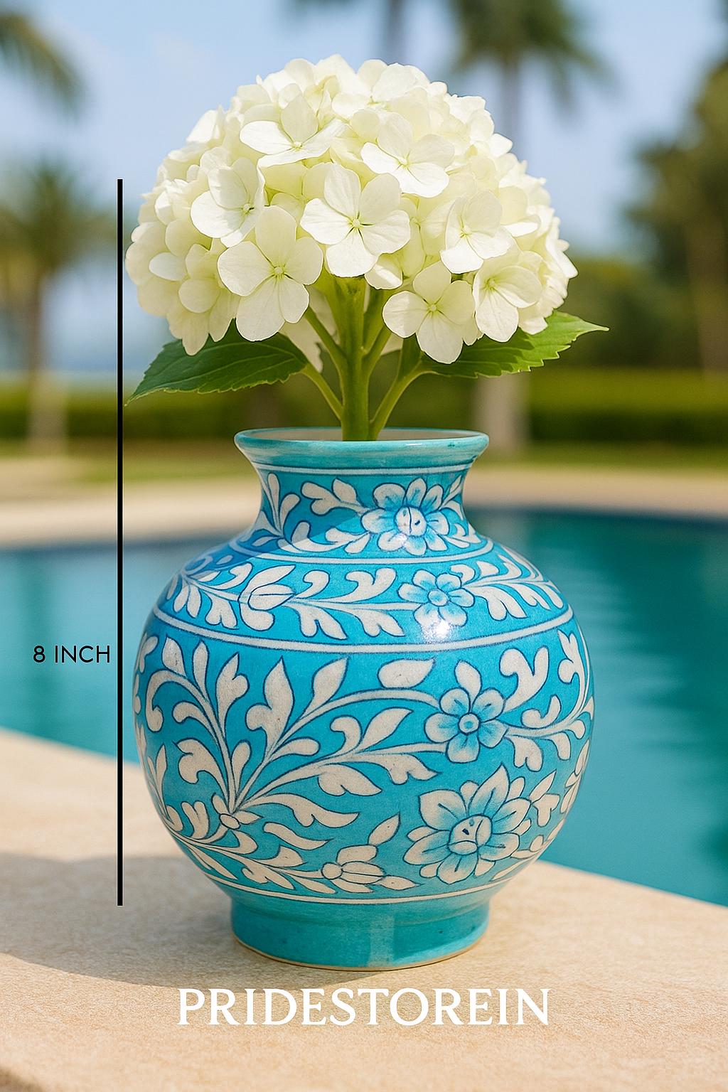 Handmade Turquoise Floral Vase