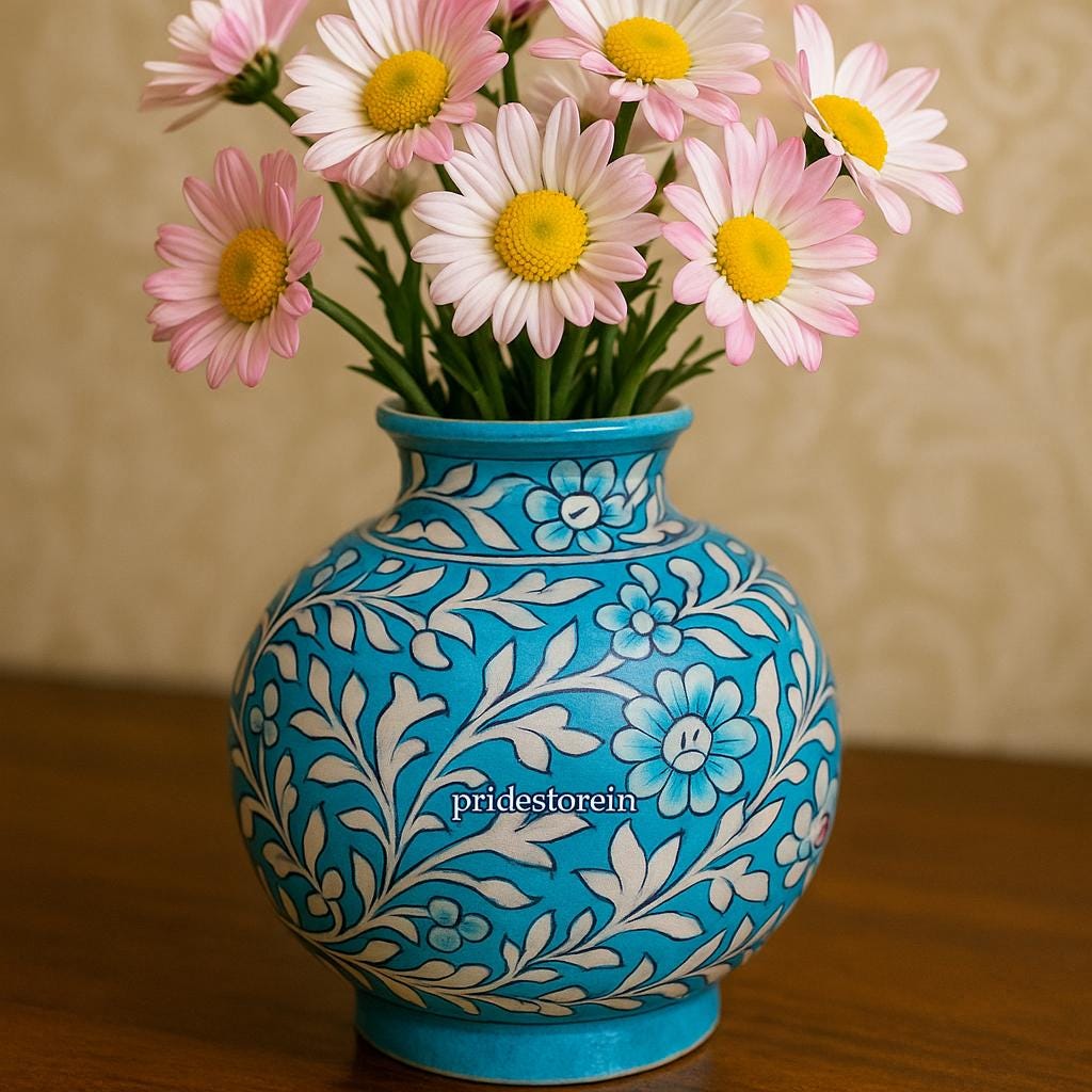 Handmade Turquoise Floral Vase