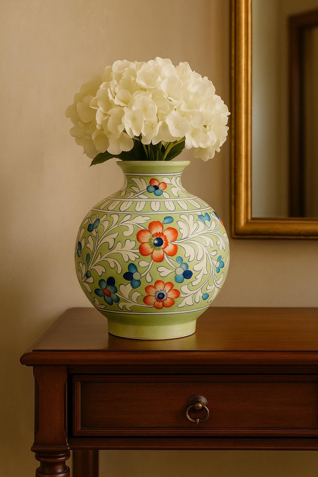 Handmade Green Floral Vase