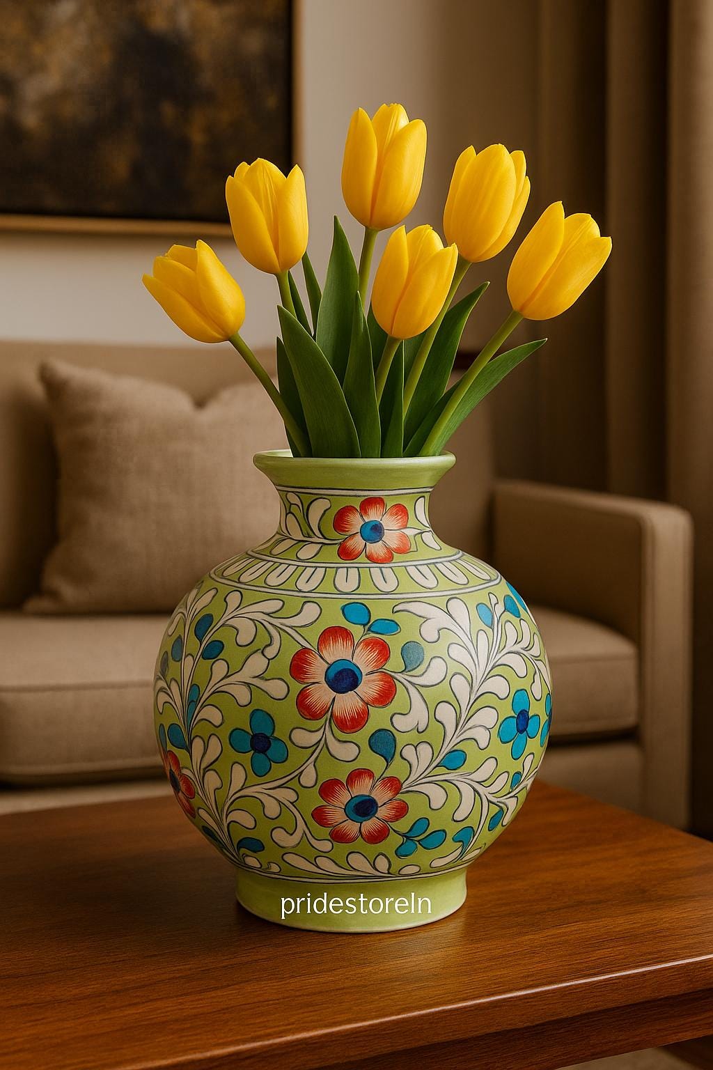 Handmade Green Floral Vase