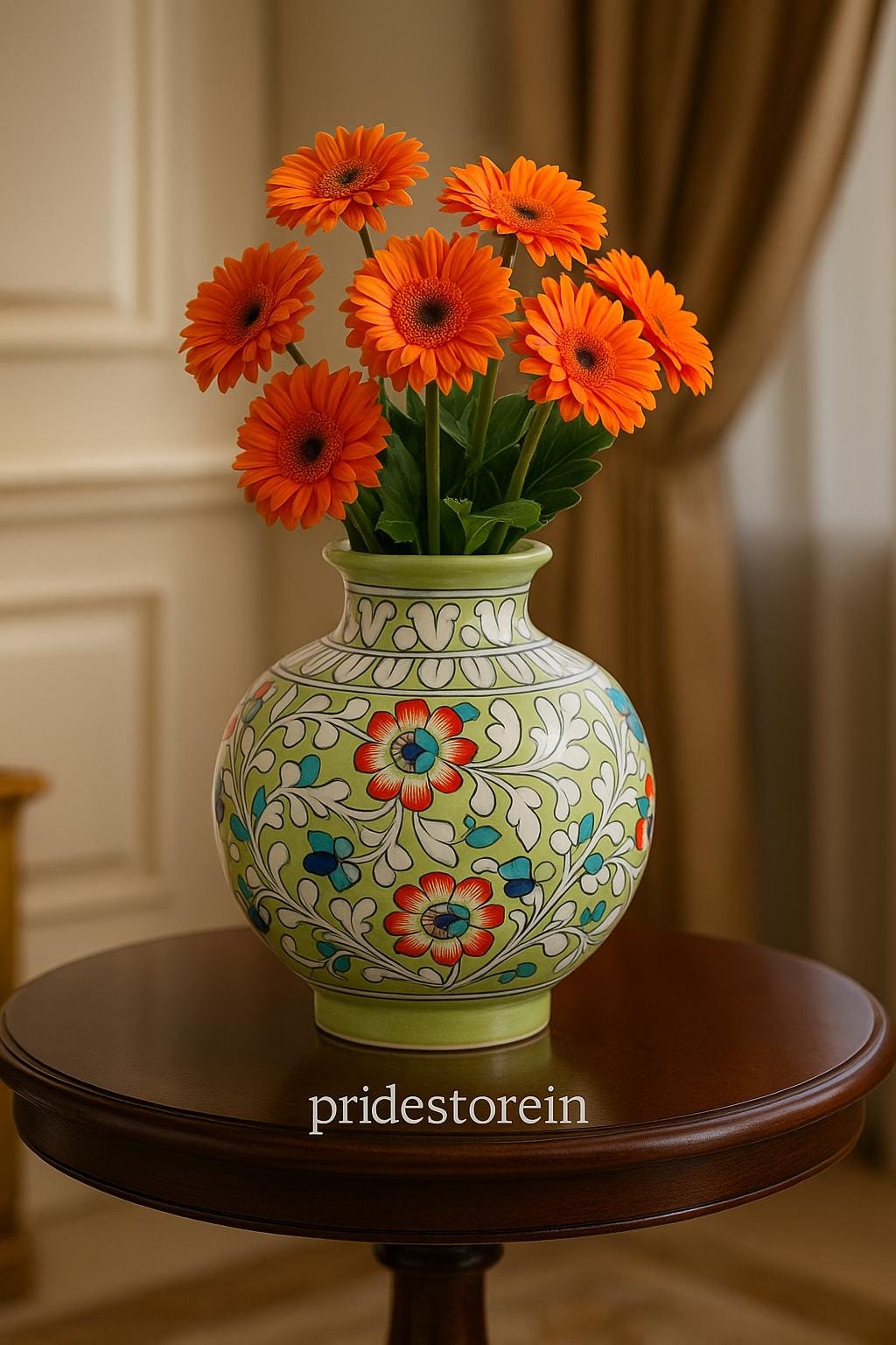 Handmade Green Floral Vase