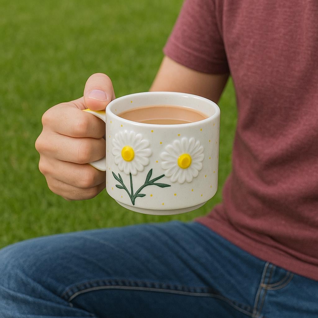 Daisy Flower Mug & Saucer Set
