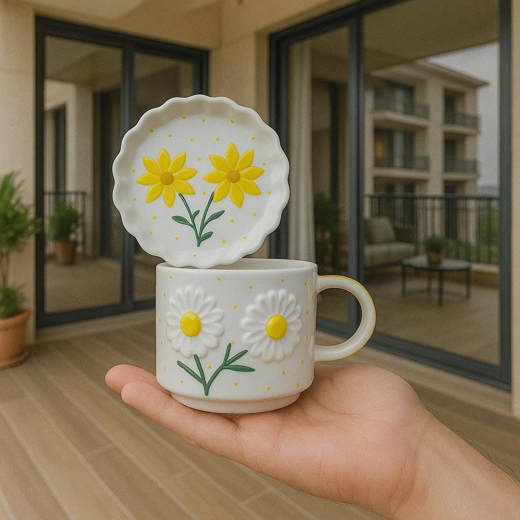 Daisy Flower Mug & Saucer Set