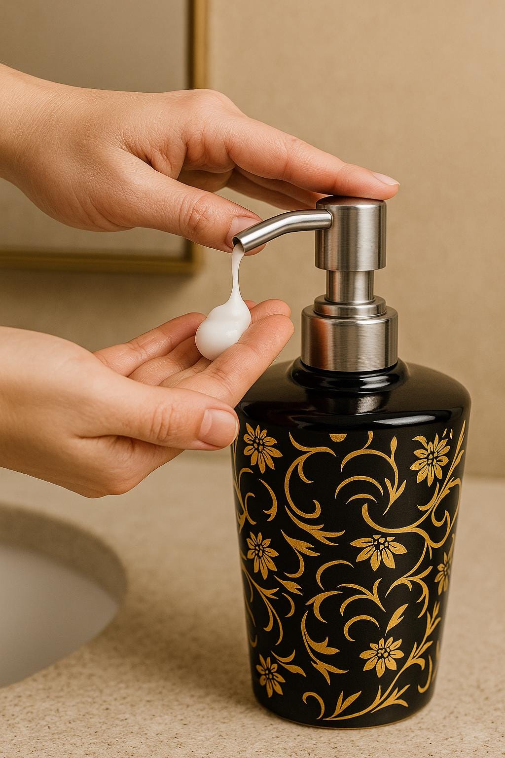 Elegant Black & Gold Soap Pump