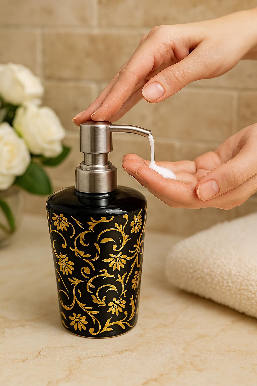Elegant Black & Gold Soap Pump
