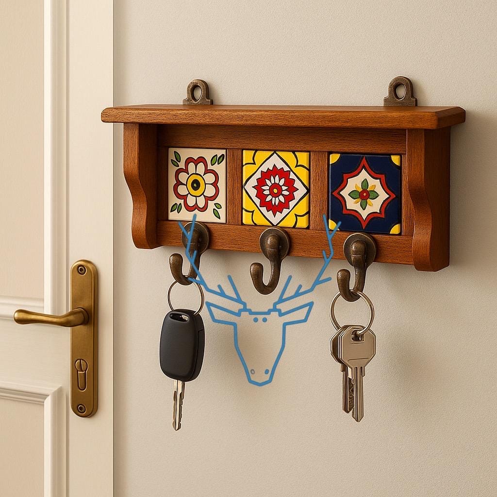 Sleek Ceramic Tile Key Rack