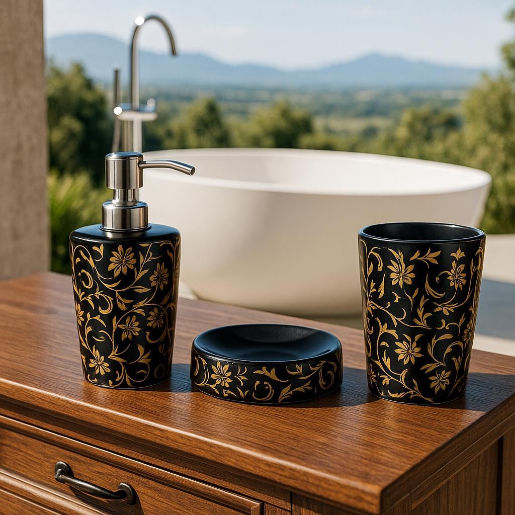 Luxury Black Gold Bath Set