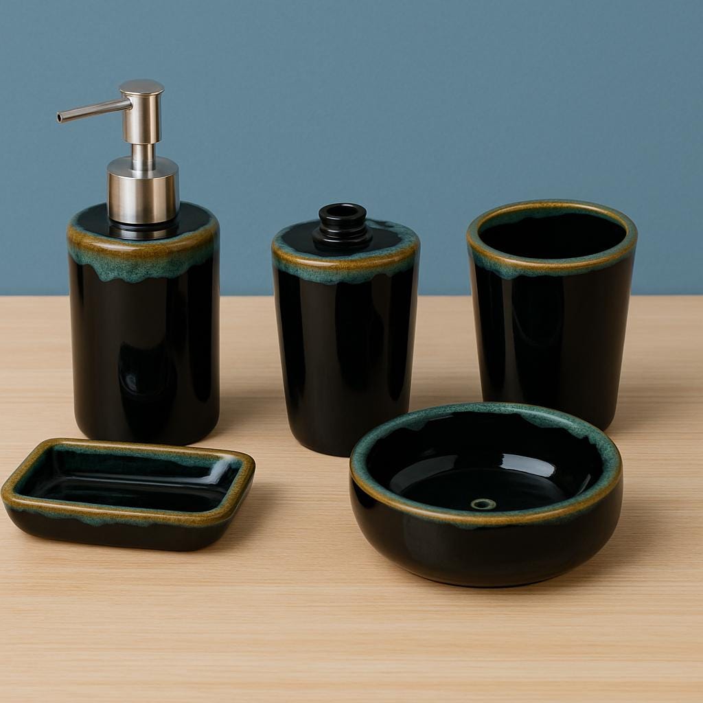 Modern Teal Ceramic Vanity Set