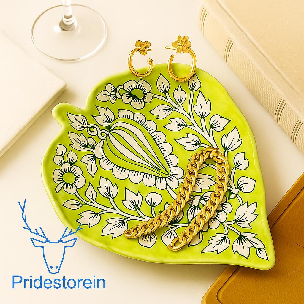 Lime Green Ceramic Leaf Tray