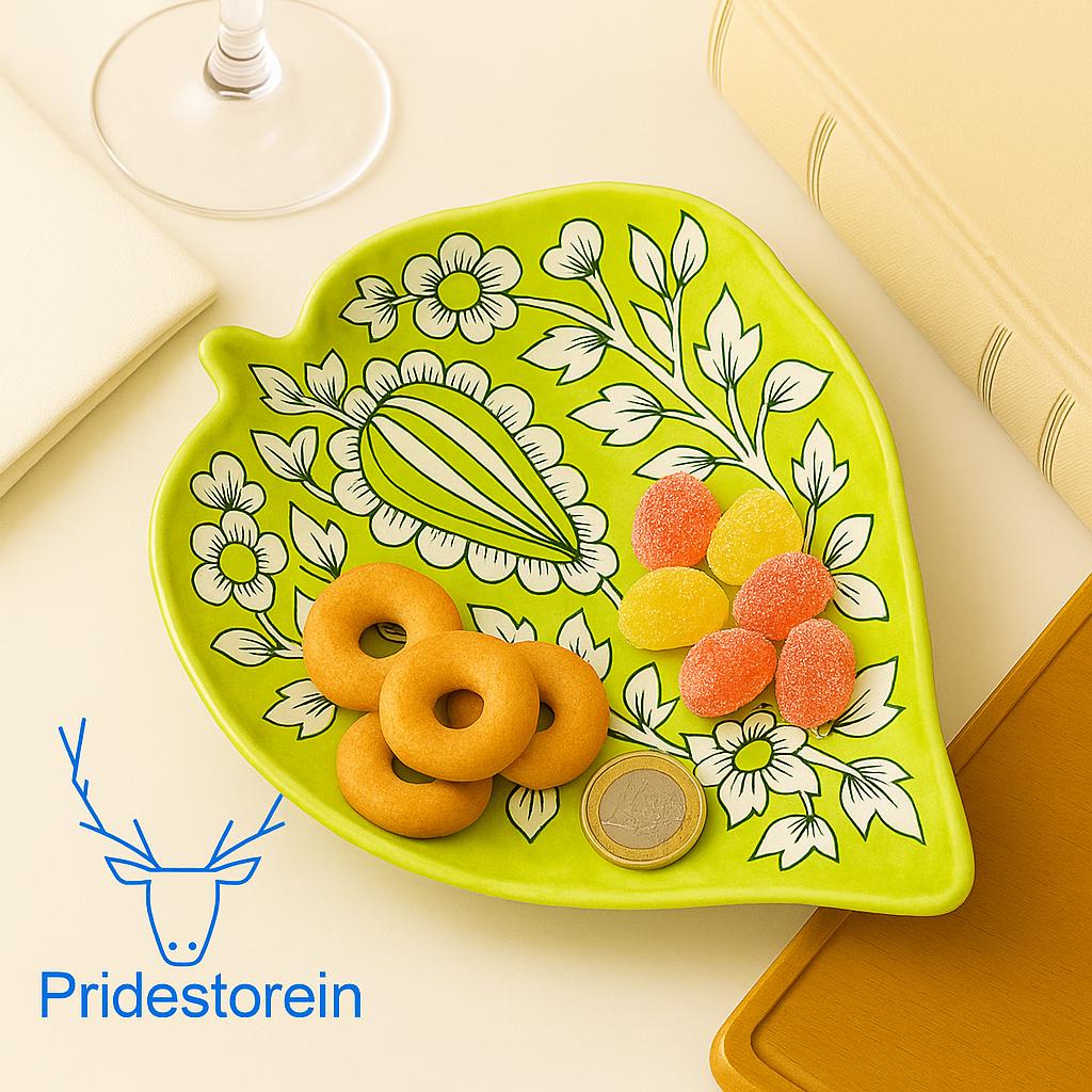 Lime Green Ceramic Leaf Tray